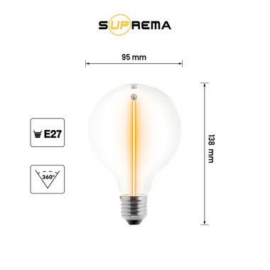 Lampada decorativa MAGNETO attacco E27 finitura Trasparente 2700K - G95