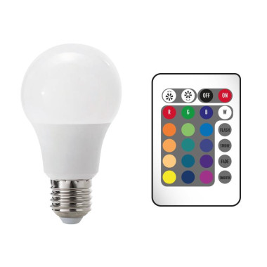Lampadine LED RGB + colore bianco 4000K + telecomando a radio, A60 E27 Equi.60W 806lm